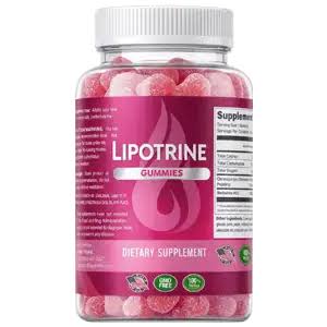 LipoTrine Gummies dietary supplement bottle with pink gummies